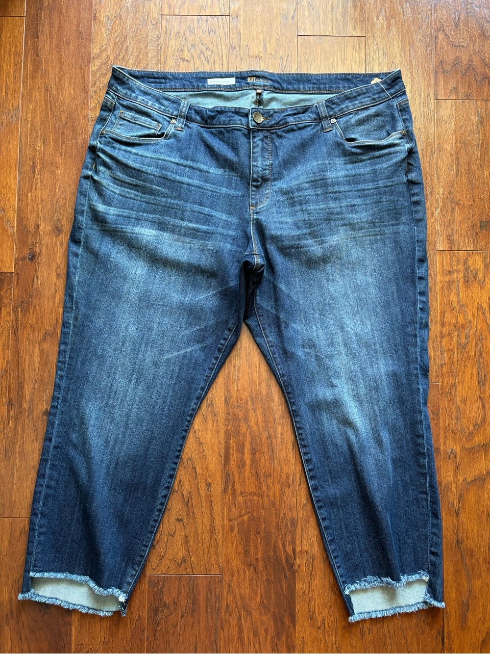 Kut From The Kloth Ankle Straight Leg Jeans Frayed Hem | 20W | Hi-Low Hem - Picture 4 of 12